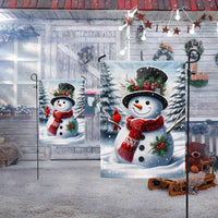 Double Sided Christmas Yard Flag, Snowman Welcome Winter Garden Flag, Holiday Snowman Lawn Flag, Winter Outdoor Decor Present