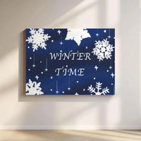 Snowflake and Stars Canvas Print, Winter Time Canvas Wall Art, Holiday Seasonal Canvas, Comfy Winter Living Room Decor, Christmas Season Present