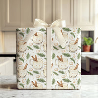 Cinnamon Christmas Drinks Gift Wrap, Watercolor Eggnog Wrapping Paper, Comfy Holiday Baking Wrapping Paper, Festive Winter Gift Wrap Roll