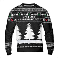 Reindeer Paw Holiday Sweatshirt, 67% Fluff 33% Christmas Spirit Ugly Sweater, Humorous Pet Lover Xmas Crewneck, Adorable Dog Cat Ugly Sweater Present