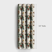 Watercolor Christmas Pine Gift Wrap, Patriotic Bald Eagle Wrapping Paper, Holly Berry Present Wrap, Winter Wildlife Holiday Gift Wrap