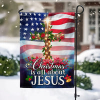 American Flag Cross Flag, Christmas Is All About Jesus Garden Flag, Religious Christmas Yard Flag
