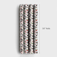 Rustic Farmhouse Holly Gift Wrap, Christmas Cow Wrapping Paper, Winter Cattle Holiday Wrapping Paper, Animal Lover Christmas Gift Wrap
