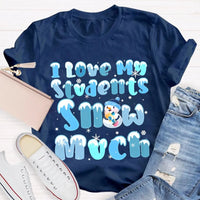 Snowman Snowflake Christmas Tee, I Love My Students Snow Much Shirt, Adorable Winter Teacher T-Shirt, Holiday Classroom Apparel Present