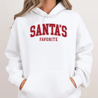 Distressed Varsity Christmas Pullover, Santa's Favorite Hoodie, Collegiate Holiday Hooded Sweatshirt, Adorable Comfy Festive Xmas Present