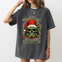 Humorous Christmas Skull Graphic Tee, Naughty List Skull T-Shirt, Edgy Holiday T-Shirt, Retro Xmas Tee, Alternative Gothic Christmas Present