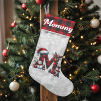 Buffalo Plaid Christmas Stocking, Personalized Letter M Christmas Stocking, Monogram Initial Holiday Stocking, Rustic Family Mantel Present