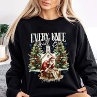 Religious Christmas Crewneck, Santa Kneeling Before Baby Jesus Sweatshirt, Christian Faith Holiday Sweater, Nativity Graphic Sweatshirt