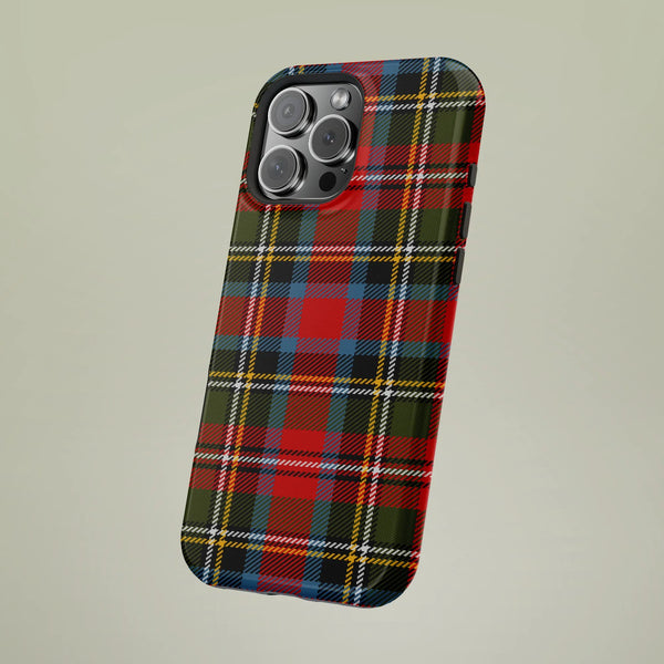 Scottish Red Green Plaid Phone Case, Tartan Plaid Phone Case for iPhone, Classic Christmas Plaid iPhone Cover