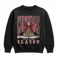Coquette Bow Christmas Sweatshirt, Leopard Print Tree Sweatshirt, Trendy Holiday Tree Sweater, Adorable Winter Crewneck Sweatshirt, Present for Her