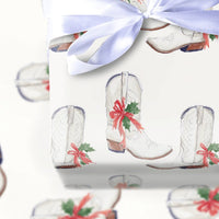 Western Holiday Gift Wrap, Cowboy Boot Christmas Wrapping Paper, Watercolor Cowgirl Boots Wrapping Paper, Rustic Country Xmas Gift Wrap
