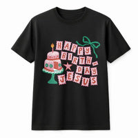 Christmas Cake Graphic Tee, Happy Birthday Jesus T-Shirt, Adorable Religious Christmas Shirt, Christian Faith Holiday T-Shirt, Xmas Present