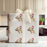 Humorous Safari Animal Gift Wrap, Watercolor Hyena Christmas Wrapping Paper, Santa Hat Hyena Wrapping Paper, Secret Santa Holiday Gift Wrap