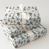 Watercolor Winter Forest Santa Gift Wrap, Camo Santa Wrapping Paper, Rustic Pine Tree Christmas Wrapping Paper, Outdoorsy Holiday Gift Wrap