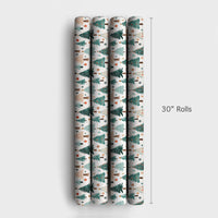 Forest Holiday Gift Wrap, Watercolor Christmas Tree Wrapping Paper, Modern Winter Tree Wrapping Paper, Colorful Christmas Gift Wrap Roll