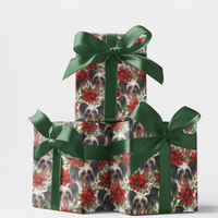 Chinese Crested Christmas Gift Wrap, Chinese Crested Wrapping Paper, Poinsettia Dog Wrapping Paper
