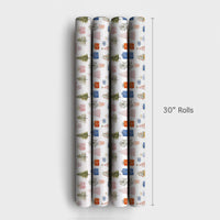 Potted Plant Holiday Gift Wrap, Watercolor Christmas Tree Wrapping Paper, Pastel Tree Present Paper, Winter Holiday Wrapping Paper Roll