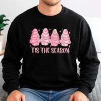 Tis the Season Holiday Sweatshirt, Christmas Tree Cake Sweatshirt, Retro Snack Cake Crewneck, Adorable Winter Sweater Festive Women Present