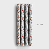 Santa Hat Otter Holiday Gift Wrap, Christmas Otter Wrapping Paper, Adorable Watercolor Otter Present Wrap, Winter Pine Animal Wrapping Paper