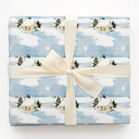 Comfy Cottage Gift Wrap, Winter Cottage Wrapping Paper, Watercolor Snow Scene Holiday Paper, Christmas Gift Wrapping Paper Roll
