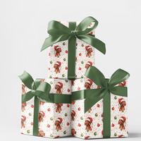 Santa Hat Dog Wrapping Paper, Vizsla Dog Christmas Gift Wrap Paper, Hungarian Vizsla Holiday Present Paper Roll, Festive Xmas Present Wrap