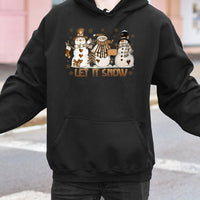 Adorable Snowman Trio Christmas Hooded Sweatshirt, Let It Snow Hoodie, Winter Holiday Hoodie, Comfy Snowmen Xmas Sweater, Holiday Present Pullover