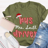 Personalized School Bus Driver Holiday Shirt, Custom Bus Driver Santa Hat Christmas T-Shirt, Christmas Bus Driver Tee, Holiday Present