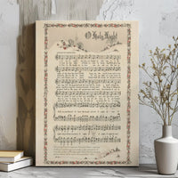 Vintage Christmas Carol Wall Art, O Holy Night Sheet Music Canvas Print, Hymn Lyric Canvas Art, Christian Holiday Wall Decor