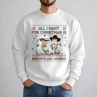 Humorous Western Christmas Sweatshirt, Biscuits and Whores Sweatshirt, Retro Cowboy Holiday Crewneck, Rude Xmas Sweater, Country Western Present