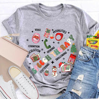 SLP Voice Stuttering Awareness T-Shirt, Speech Therapy Christmas Shirt, Speech Language Pathologist Xmas Tee, SLP Student Holiday Present