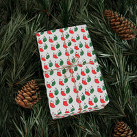 Red and Green Polka Dot Gift Wrap, Christmas Stocking Wrapping Paper, Holiday Stockings Gift Wrapping Paper, Festive Xmas Wrapping Paper