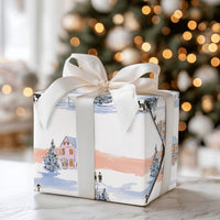 Watercolor Horse Carriage Gift Wrap, Victorian Winter Village Wrapping Paper, Vintage Holiday Wrapping Paper, Christmas Village Gift Wrap