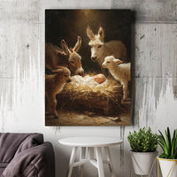 Baby Jesus Manger Wall Art, Nativity Scene Canvas Print, Holy Night Nativity Canvas, Christian Christmas Decor, Religious Nativity Print