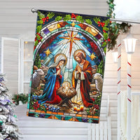 Stained Glass Holy Family Yard Flag, Nativity Scene Garden Flag, Double-Sided Christian Christmas Lawn Flag