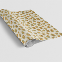 Golden Ornaments Gift Wrap, Vintage Christmas Wrapping Paper, Botanical Pine Tree Present Wrap, Elegant Holiday Gift Wrapping Paper Roll