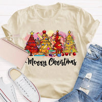 Festive Holiday Tree Graphic Tee, Merry Christmas Colorful Tree T-Shirt, Retro Xmas Tree Shirt, Winter Holiday Apparel, Christmas Tree Present