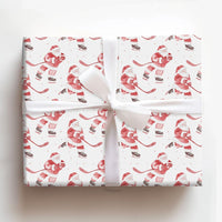 Ice Hockey Holiday Gift Wrap, Hockey Santa Christmas Wrapping Paper, Sporty Santa Wrapping Paper, Ice Hockey Player Gift Wrapping Paper