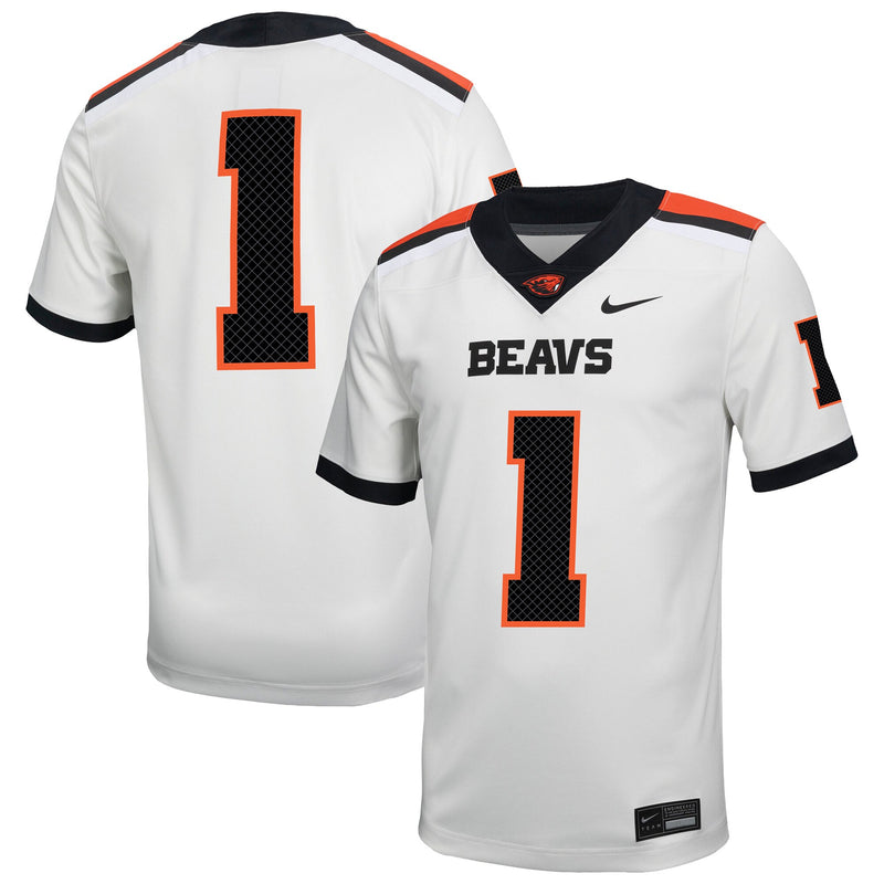#1 Oregon State Beavers Road Replica Football Jersey - White