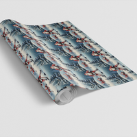 North Pole Christmas Gift Wrap Paper Roll, Hockey Santa Wrapping Paper, Winter Sports Present Paper, Holiday Hockey Fan Gift Wrap