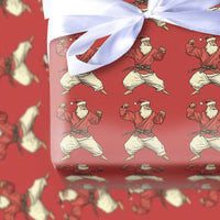 Martial Arts Gift Wrap, Karate Santa Christmas Wrapping Paper, Humorous Judo Santa Holiday Wrapping Paper, Black Belt Santa Gift Wrap Roll