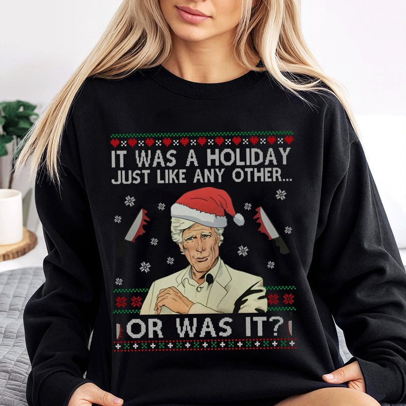 Serial Killer Holiday Sweater, True Crime Ugly Christmas Sweatshirt, Humorous Murder Mystery Crewneck, Retro True Crime Sweatshirt, Fan Present