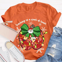 Bow Apple Christmas Shirt, Teacher Christmas Shirt, Holiday Lights Teacher Tee, Adorable School Holiday Shirt, Teacher Christmas Present