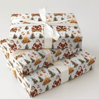 Rustic Sled and Pine Trees Gift Wrap, Campfire Santa Christmas Wrapping Paper, Outdoorsy Nature Santa Wrapping Paper, Holiday Wrapping Paper