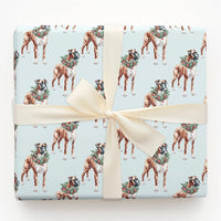 Holiday Wreath Pet Gift Wrap, Boxer Dog Christmas Wrapping Paper, Boxer Puppy Festive Wrapping Paper, Adorable Dog Lover Present Wrap Roll