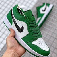Low Top Sneakers, Green White Colorway, Lace Up Design, Casual Gift for Sneaker Fans