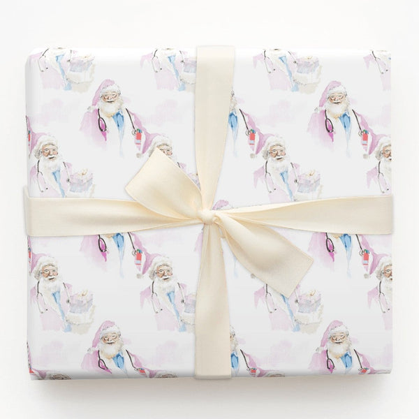 Nurse Healthcare Hero Gift Wrap, Doctor Santa Wrapping Paper, Medical Santa Claus Wrapping Paper, Hospital Worker Christmas W