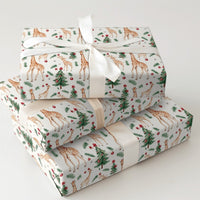 Watercolor Animal Gift Wrap, Christmas Giraffe Wrapping Paper, Holiday Tree Wrapping Paper Roll, Safari Animal Gift Wrap