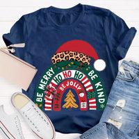 Santa Hat Holiday Shirt, Be Merry Be Jolly Be Kind Christmas T-Shirt, Positive Vibe Winter Tee, Festive Merry Christmas Graphic T-Shirt