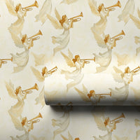 Watercolor Religious Angel Holiday Gift Wrap, Trumpeting Angels Christmas Wrapping Paper, Christian Christmas Wrapping Paper Present Wrap