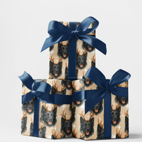 Winter Starlight Holiday Gift Wrap, Belgian Sheepdog Wrapping Paper, Starlit Dog Present Wrap, Dog Lover Christmas Gift Wrap, Paper Roll